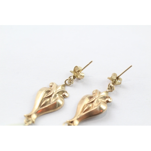 187 - 9ct gold faux pearl drop earrings (1.2g)