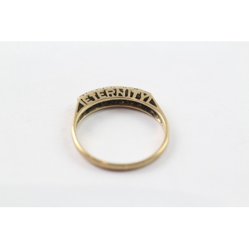 207 - 9ct gold diamond 'eternity' message ring (1.5g) Size M 1/2