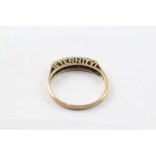 207 - 9ct gold diamond 'eternity' message ring (1.5g) Size M 1/2