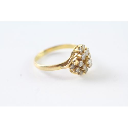 21 - 18ct gold diamond cluster ring (3.5g) Size R 1/2