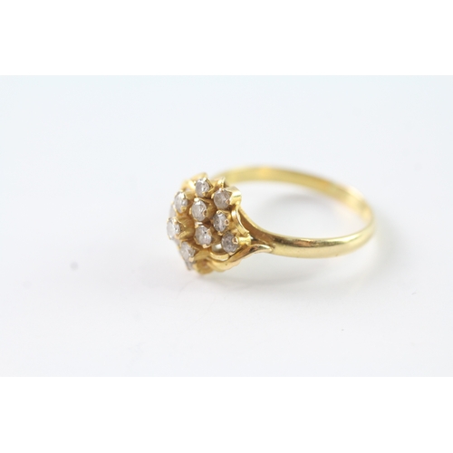 21 - 18ct gold diamond cluster ring (3.5g) Size R 1/2