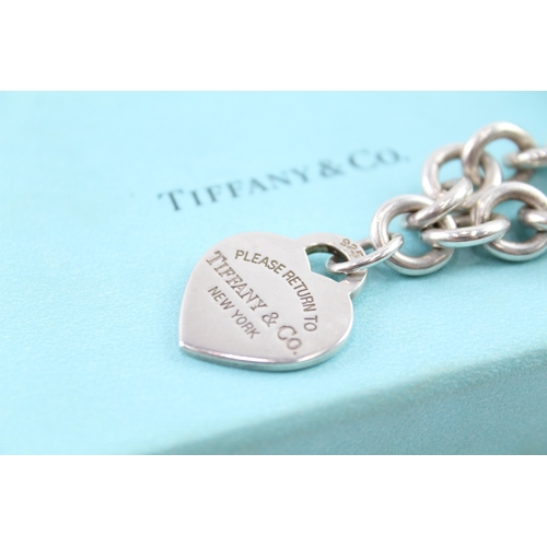 251 - Tiffany & Co Sterling Silver Belcher Link Necklace w/ Heart Pendant & Box 71g