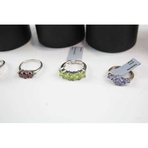 253 - Collection of Sterling Silver Gemstone Rings inc. Tanzanite, Peridot x 8 34g