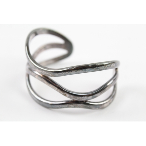 256 - Emporio Armani Sterling Silver Multi Row Modernist Bangle 54g