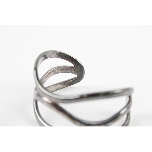 256 - Emporio Armani Sterling Silver Multi Row Modernist Bangle 54g