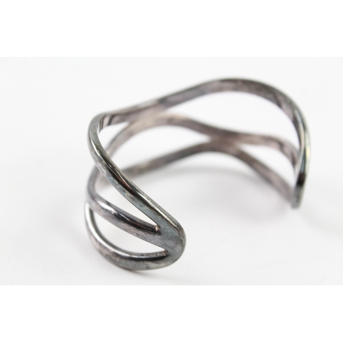 256 - Emporio Armani Sterling Silver Multi Row Modernist Bangle 54g