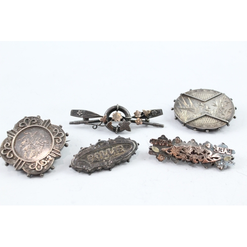 257 - Collection of Sterling Silver Victorian Brooches inc. Aesthetic x 5 28g