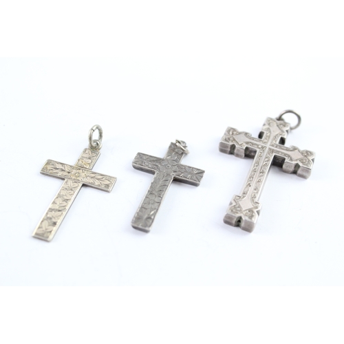 259 - Collection of Sterling Silver Antique Cross Pendants inc. Etched x 3 15g