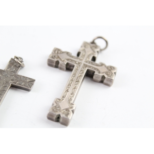 259 - Collection of Sterling Silver Antique Cross Pendants inc. Etched x 3 15g