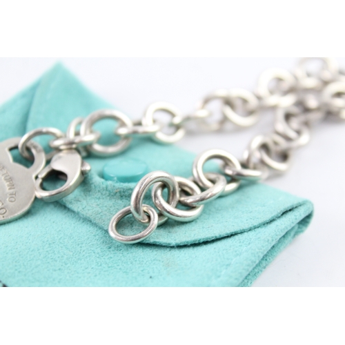 283 - Tiffany & Co Sterling Silver Belcher Link Bracelet w/ Heart Tag, Pouch 32g