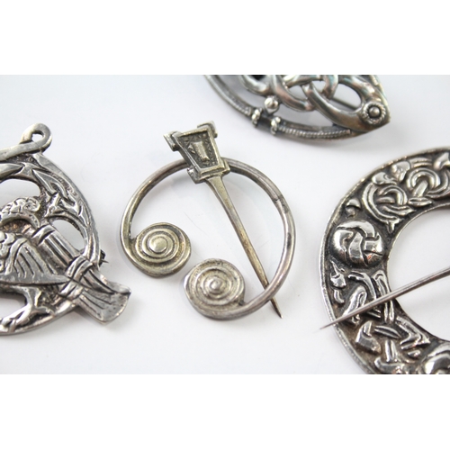 284 - Collection of Sterling Silver Scottish Brooches inc. Penannular x 4 36g