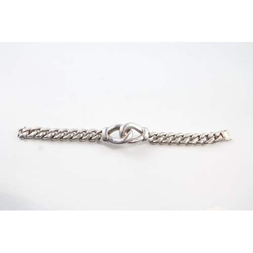 289 - Sterling Silver Curb Link Bracelet w/ Interlink Feature 96g