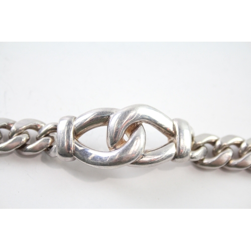 289 - Sterling Silver Curb Link Bracelet w/ Interlink Feature 96g