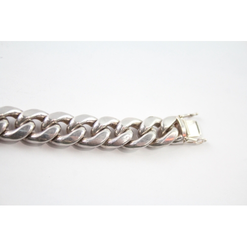 289 - Sterling Silver Curb Link Bracelet w/ Interlink Feature 96g