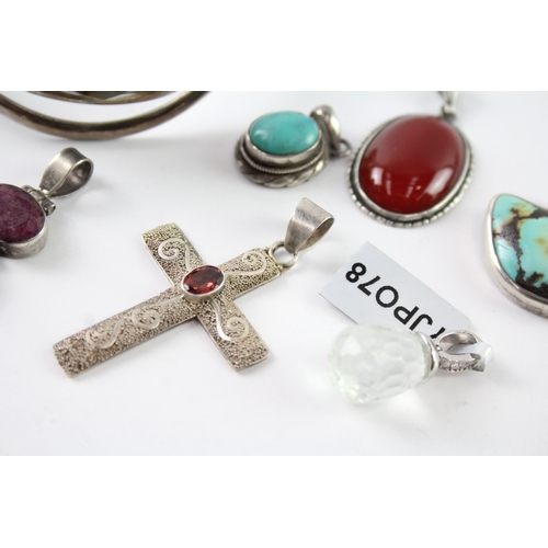 290 - Collection of Sterling Silver Gemstone Jewellery inc. Turquoise, Garnet x 7 65g