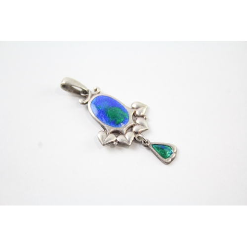 296 - Charles Horner Sterling Silver Arts & Crafts Enamel Pendant 3g