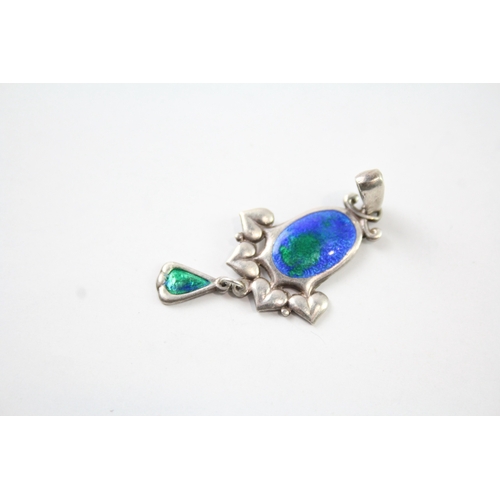 296 - Charles Horner Sterling Silver Arts & Crafts Enamel Pendant 3g