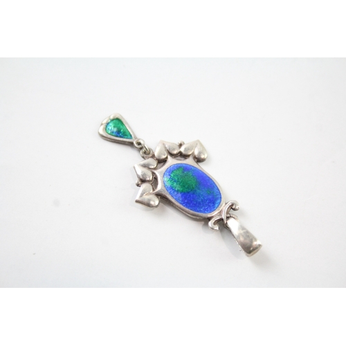 296 - Charles Horner Sterling Silver Arts & Crafts Enamel Pendant 3g