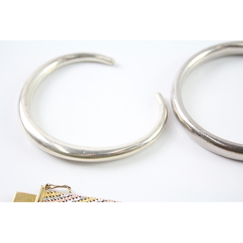 297 - Collection of Sterling Silver Bracelets inc. Bangles, Gold on Silver x 5 115g