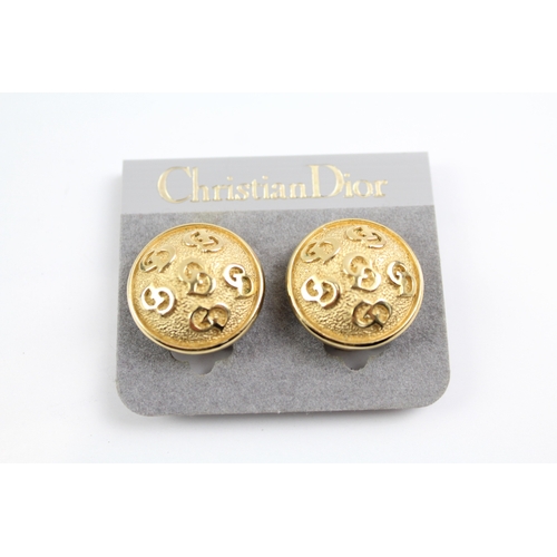 302 - Pair of Christian Dior Gold Tone Clip On Earrings w/ Box 21g