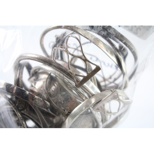 306 - Assortment of Sterling Silver Bangles inc. Etched, Mid Century 564g