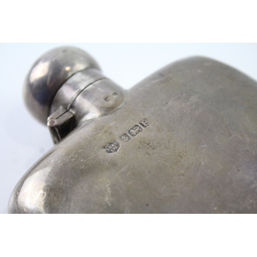 317 - Vintage Hallmarked 1930 Birmingham Sterling Silver Gents Plain Hip Flask (166g)