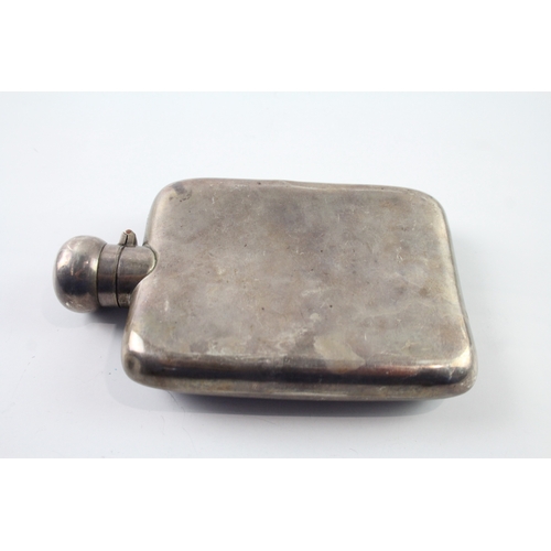 317 - Vintage Hallmarked 1930 Birmingham Sterling Silver Gents Plain Hip Flask (166g)