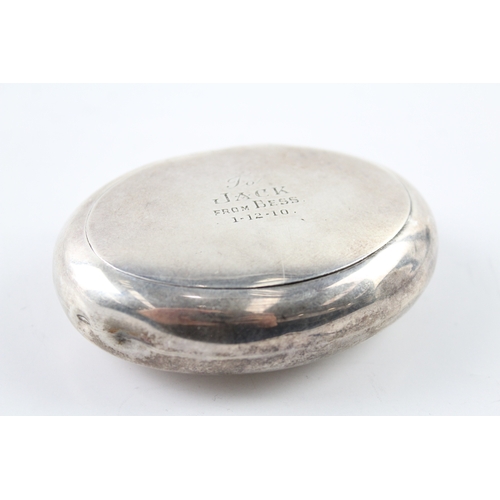 324 - Antique Edwardian 1907 Birmingham Sterling Silver Sqeeze Action Snuff Box (72g)