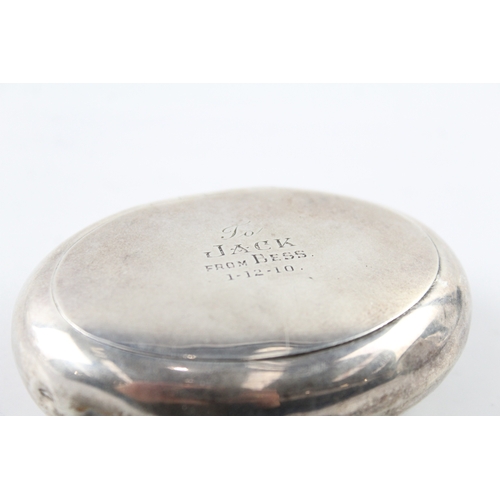 324 - Antique Edwardian 1907 Birmingham Sterling Silver Sqeeze Action Snuff Box (72g)