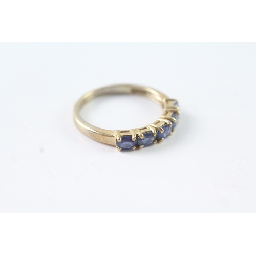 33 - 9ct gold blue gemstone five stone dress ring (2g) Size N 1/2