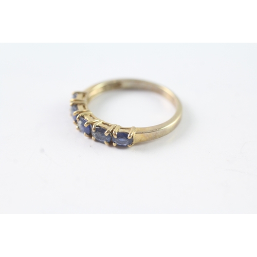 33 - 9ct gold blue gemstone five stone dress ring (2g) Size N 1/2