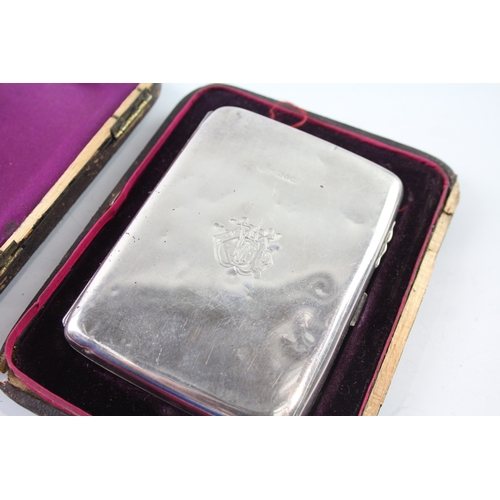 336 - Antique Hallmarked .925 Sterling Silver Pocket Notebook w/ Fitted Case (107g)