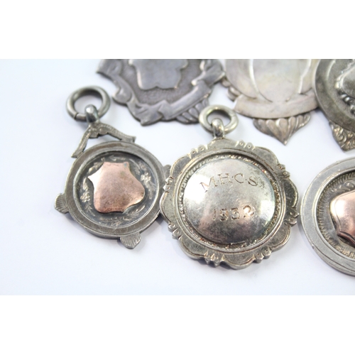 361 - 8 x Antique / Vintage Hallmarked .925 Sterling Silver Fobs / Medallions (61g)