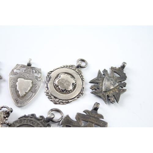 367 - 10 x Antique / Vintage .925 Sterling Silver Fobs / Medallions Inc Blank 92g