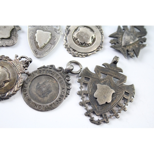 367 - 10 x Antique / Vintage .925 Sterling Silver Fobs / Medallions Inc Blank 92g