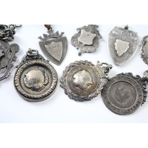 367 - 10 x Antique / Vintage .925 Sterling Silver Fobs / Medallions Inc Blank 92g