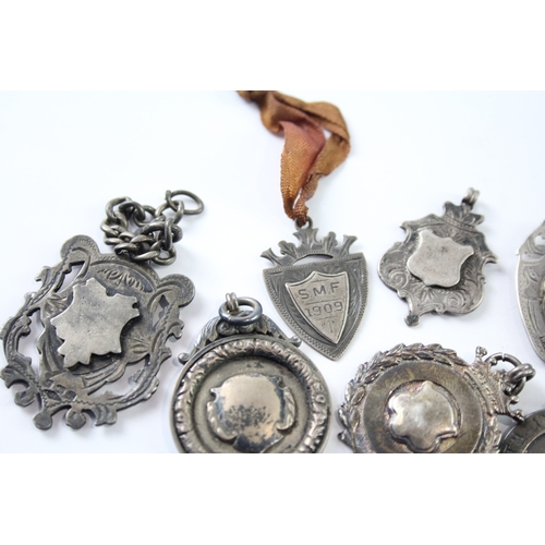 367 - 10 x Antique / Vintage .925 Sterling Silver Fobs / Medallions Inc Blank 92g