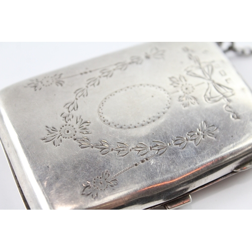 368 - Antique Hallmarked 1915 Birmingham Sterling Silver Ladies Purse / Case (74g)