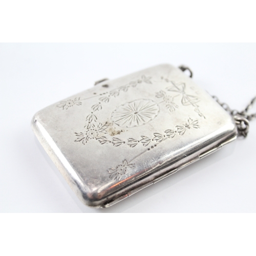 368 - Antique Hallmarked 1915 Birmingham Sterling Silver Ladies Purse / Case (74g)