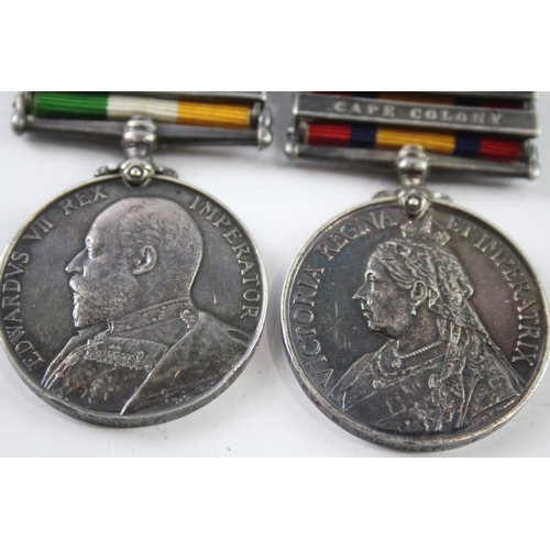 382 - Boer War QSA-KSA Medal Pair 5851 Pte J. Thornley E. Lancs Regt x 2