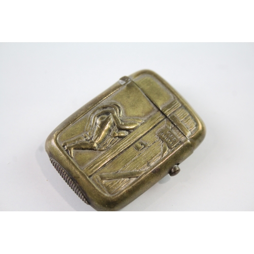 385 - Antique Novelty Brass Vesta Case