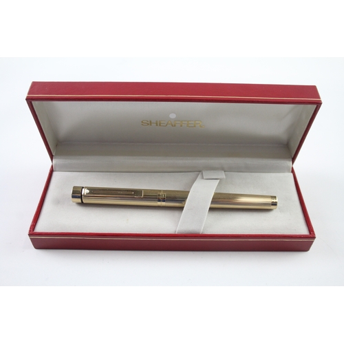 445 - Vintage Sheaffer Targa Gold Plated Fountain Pen w/ 14ct Gold Nib WRITING Boxed