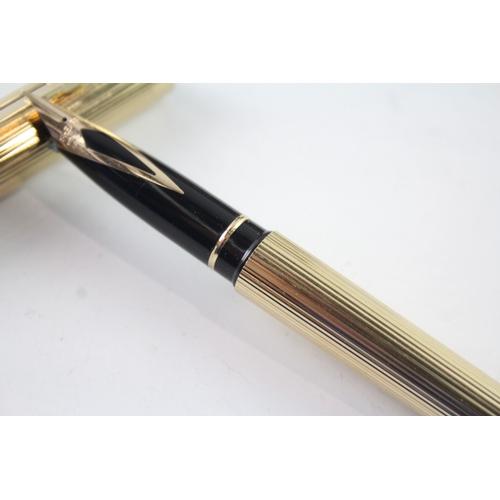 445 - Vintage Sheaffer Targa Gold Plated Fountain Pen w/ 14ct Gold Nib WRITING Boxed