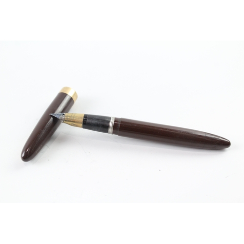 446 - Vintage Sheaffer Balance Brown Fountain Pen w/ 14ct Gold Nib WRITING