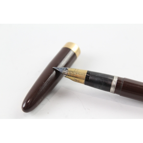 446 - Vintage Sheaffer Balance Brown Fountain Pen w/ 14ct Gold Nib WRITING