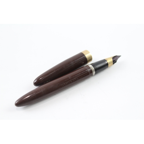 446 - Vintage Sheaffer Balance Brown Fountain Pen w/ 14ct Gold Nib WRITING