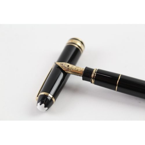 447 - Montblanc Meisterstuck Black Ladies Fountain Pen w/ 14ct Gold Nib WRITING