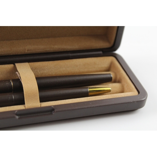 448 - Vintage Parker 50 Falcon Brown Fountain Pen w/ Gold Plate Nib WRITING Boxed