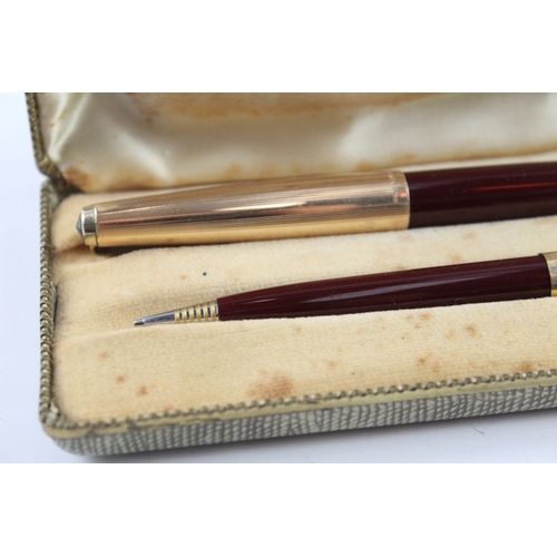 455 - Vintage Parker 51 Burgundy Fountain Pen 14ct Gold Nib WRITING Boxed