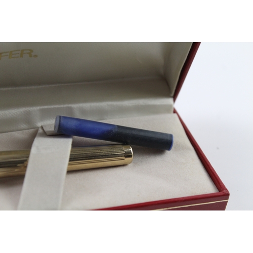 457 - Vintage Sheaffer Targa Gold Plated Fountain Pen w/ 14ct Gold Nib WRITING